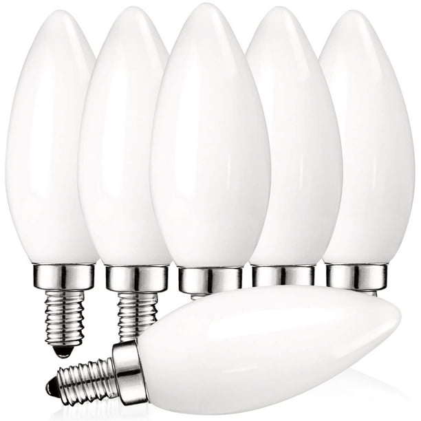 UL Listed 6 Pack Torpedo Tip Glass Luxrite 5W Frosted E12 LED Bulb 60W Equivalent LED Candle Light Bulbs 450 Lumens 2700K Warm White Dimmable Candelabra LED Bulbs UL Listed 6 Pack Torpedo Tip Glass Luxrite 5W Frosted E12 LED Bulb 60W Equivalent LED Candle Light Bulbs 450 Lumens 2700K Warm White Dimmable Candelabra LED Bulbs